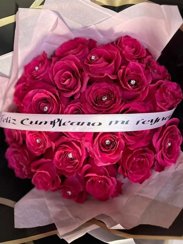 24 Hot Pink Roses